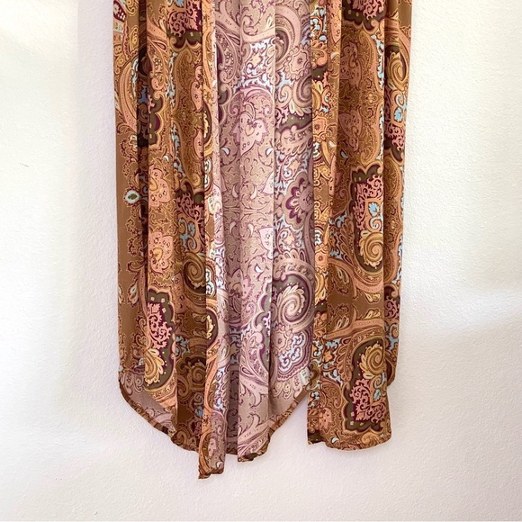 Novella Royale Shirt Duster Sleeveless Open Front Midi Top Rust Moroccan Sun S/M - Picture 4 of 13